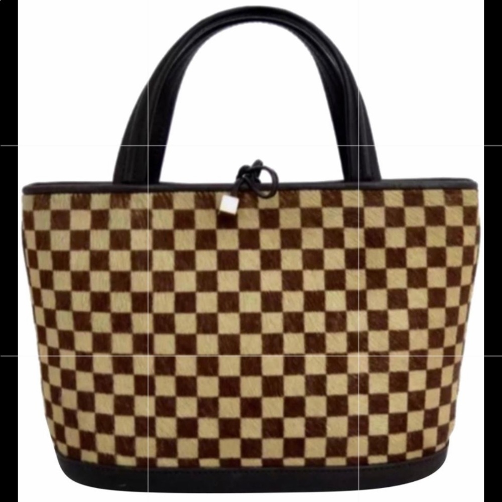 Louıs Vuitton Damier Bucket Tote Pony hair Bag